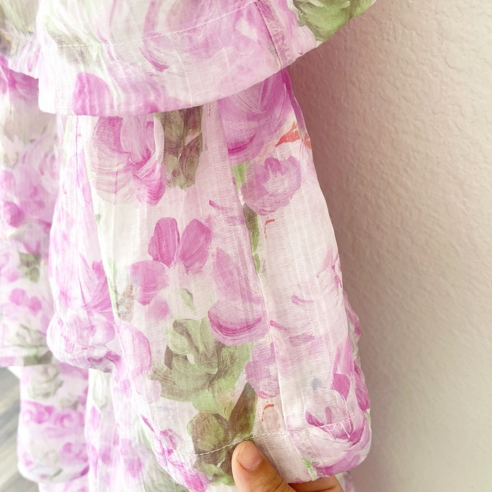 ASTR The‎ Label Zirconia Tie Strap Tiered Dress in Lavender Floral Size XS NEW - Picture 9 of 9